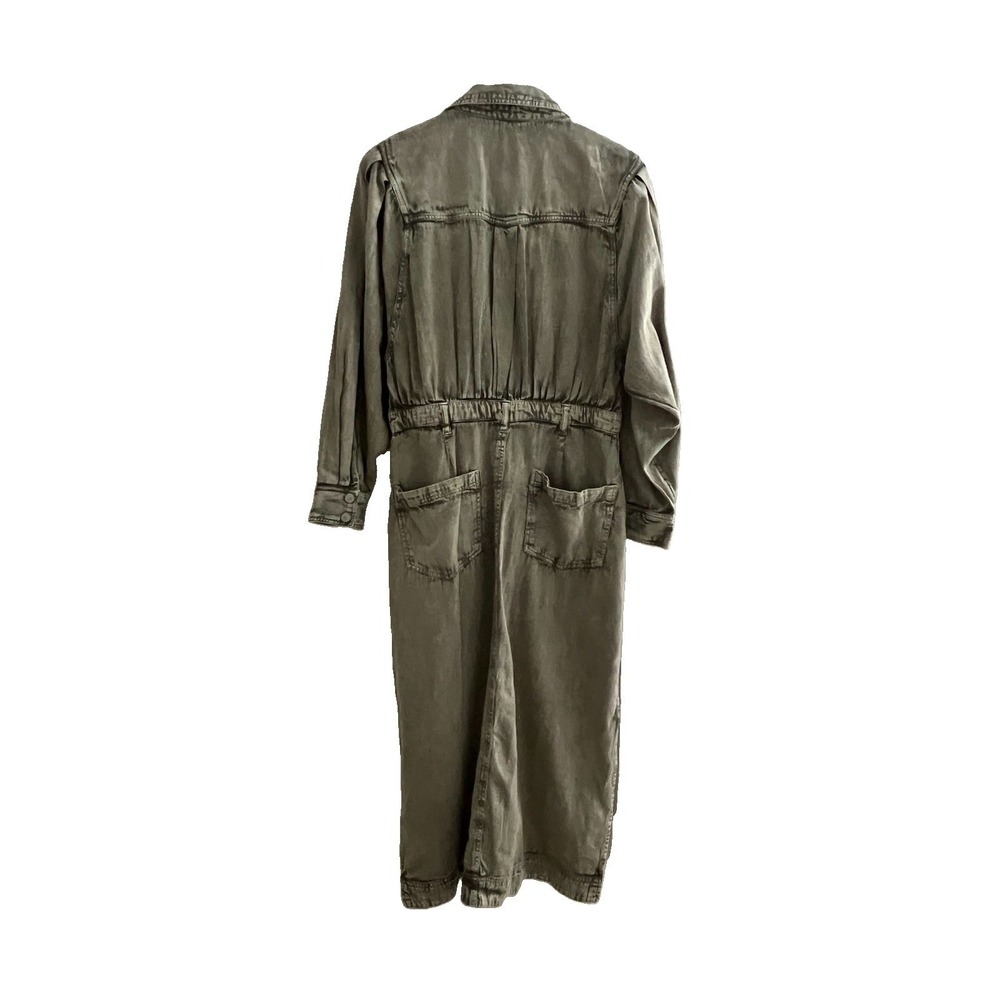 NWT Free People Mad Love Denim Midi Dress Cotton Fitted Long Sleeve Size M Sage - Picture 8 of 10
